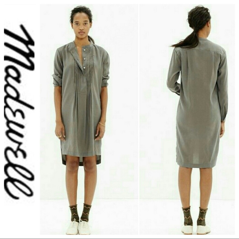 💕SALE💕NWT Madewell Green Pleat Tunic Shirt Dress - Picture 1 of 8
